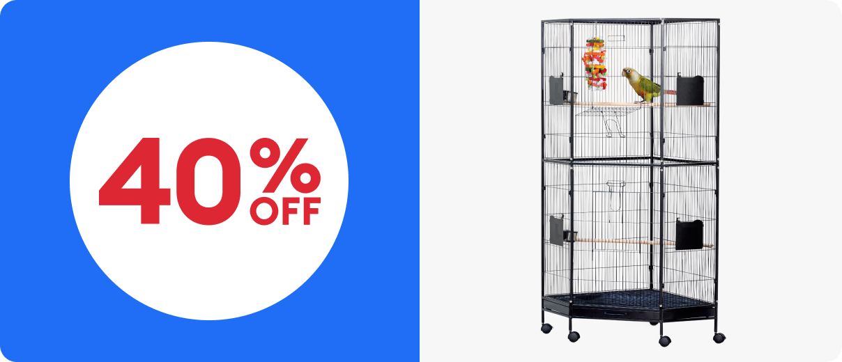 A large corner bird cage