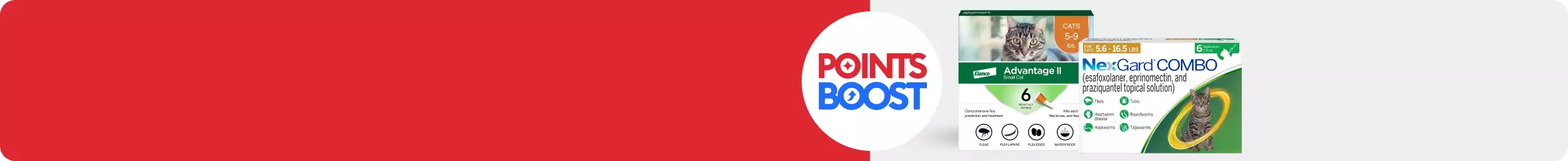 Points Boost callout & two flea & tick products for cats