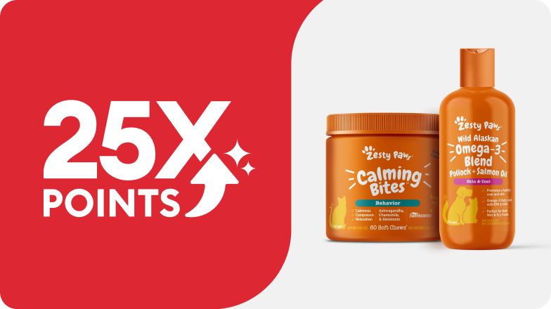 25X points message and two Zesty Paws products