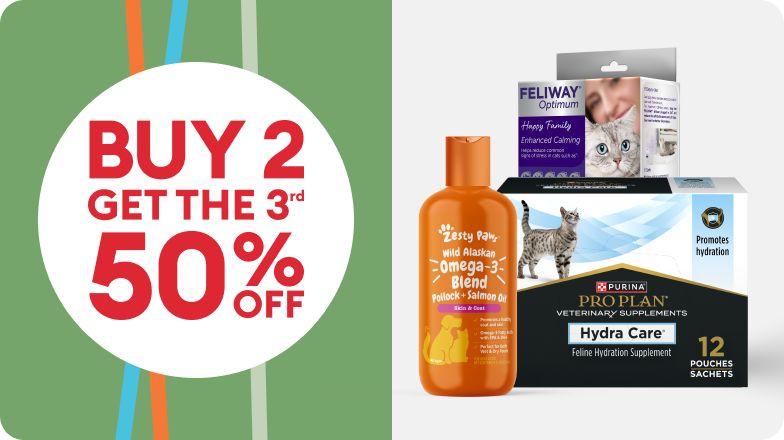 Buy 2, get the 3rd 50% OFF with variety of supplements & calming products