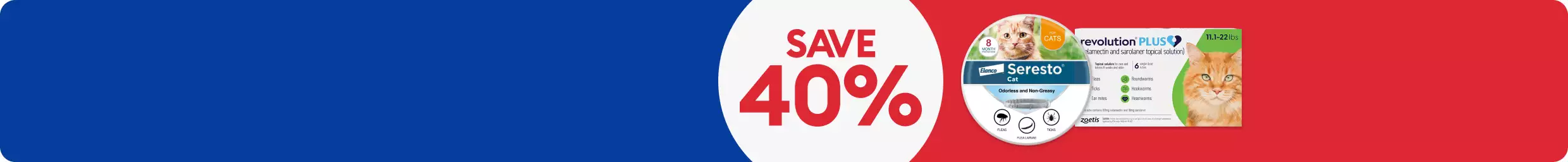 SAVE 40% with two cat flea & tick products