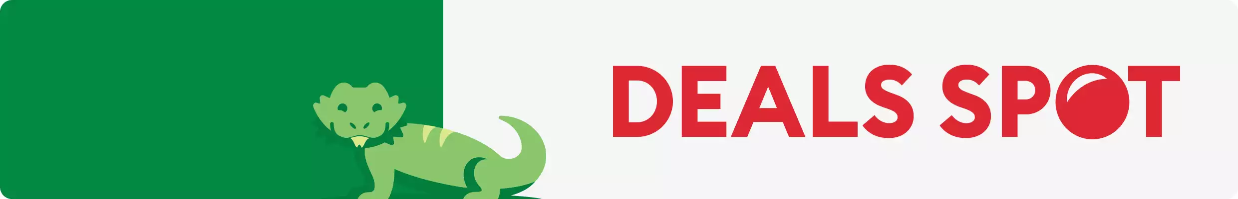 The Deals Spot logo and a green lizard cartoon