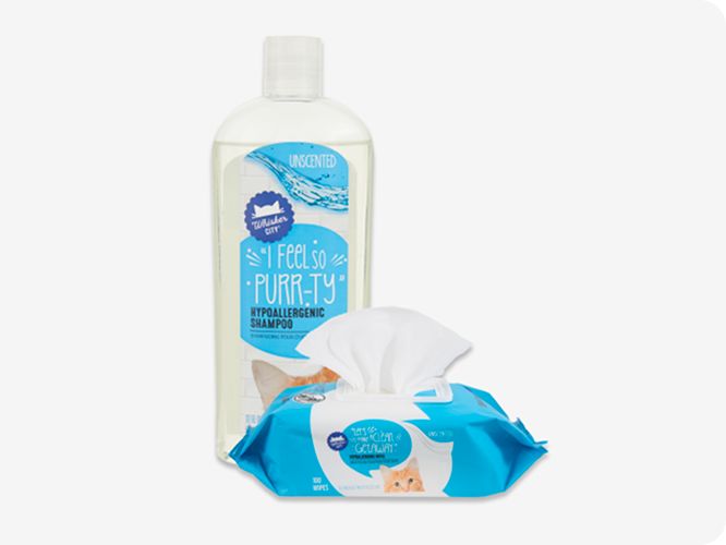   BOGO 30% OFF shown with Whisker City shampoo & wipes