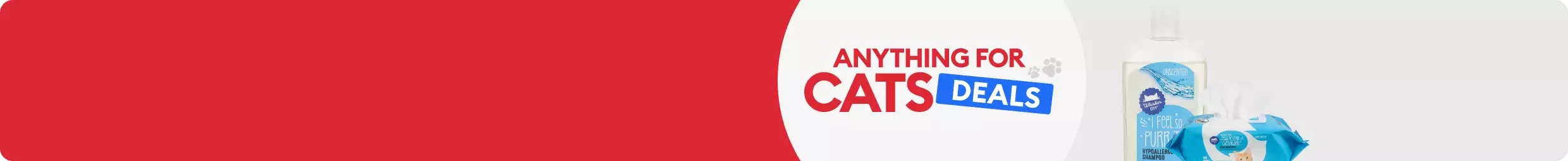 Anything for Cats Deals shown with Whisker City shampoo & wipes