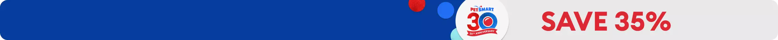 Save 35% callout and a PetSmart 30th Anniversary logo