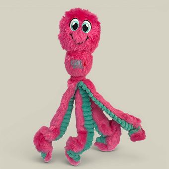 Pink and Teal Octopus Squeek Plush Dog Toy