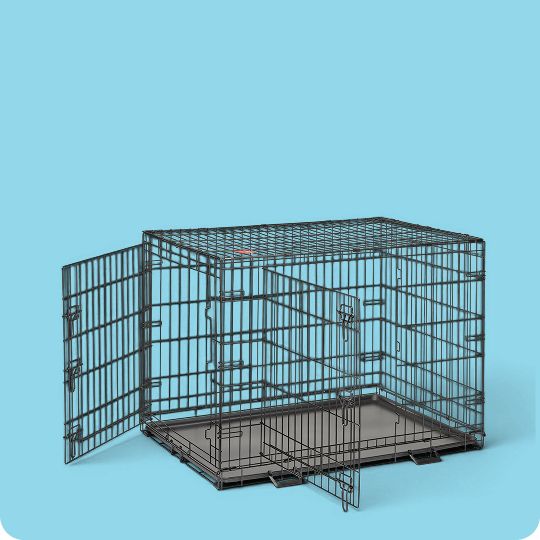 Top Paw Double Door Folding Wire Dog Crate w/ Divider Panel 