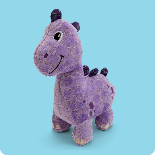Purple stuffy toy for dogs dinosaur with spots