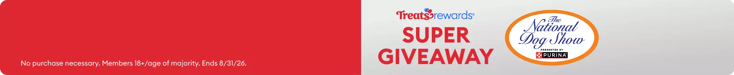 Red background Super Giveaway National Dog Show