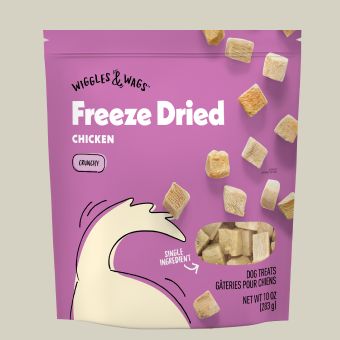 Package of Wiggles & Wags freeze dried dog treats