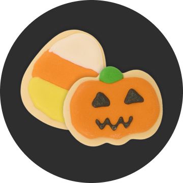 Candy corn & pumpkin frosted dog treats