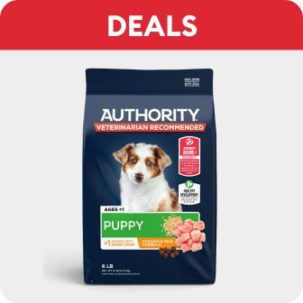 Deals callout and a bag of Authority dog food