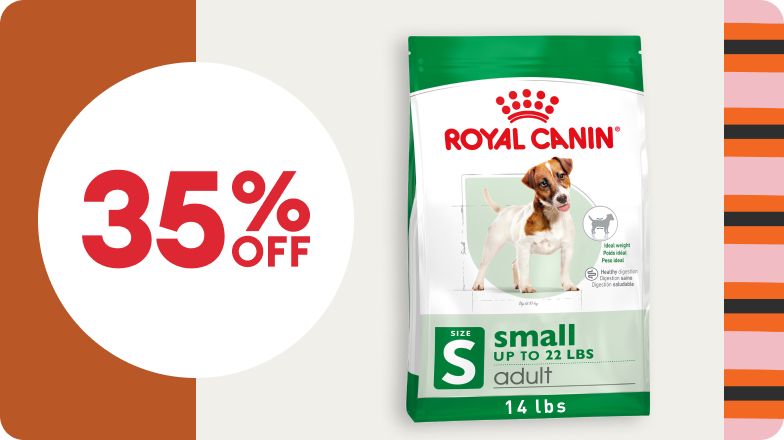 35% OFF offer and a bag of Royal Canin dog food