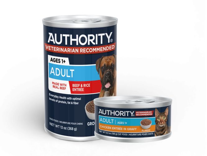 Authority Dog canned food and cat can food