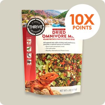 Thrive reptile food & 10X points callout