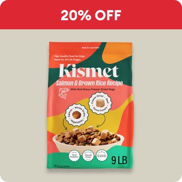 20% OFF shown with Kismet dog food
