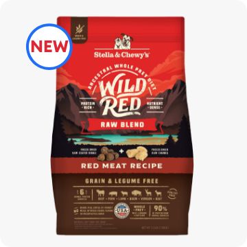 Bag of Stella & Chewy's dog food and NEW callout