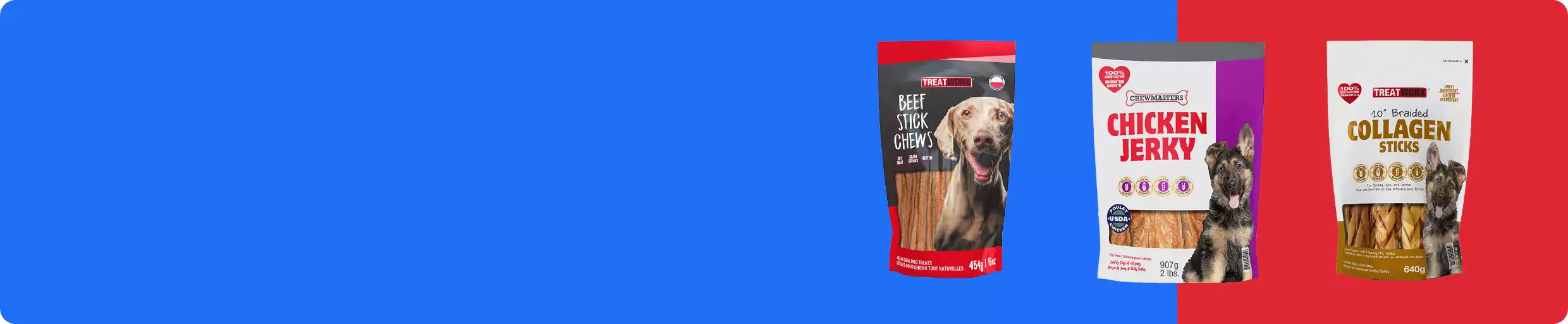 Treatworx Beef Stick Chews, Chewmasters Dog Treat & Collagen Sticks