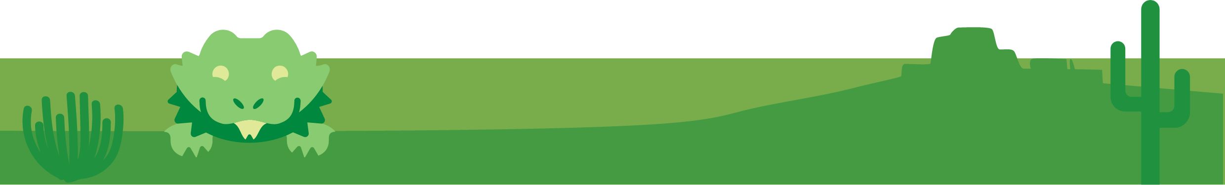 Green background with cactus, mountains & reptile graphics