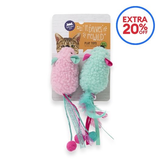 Toy mice an an extra 20% off callout