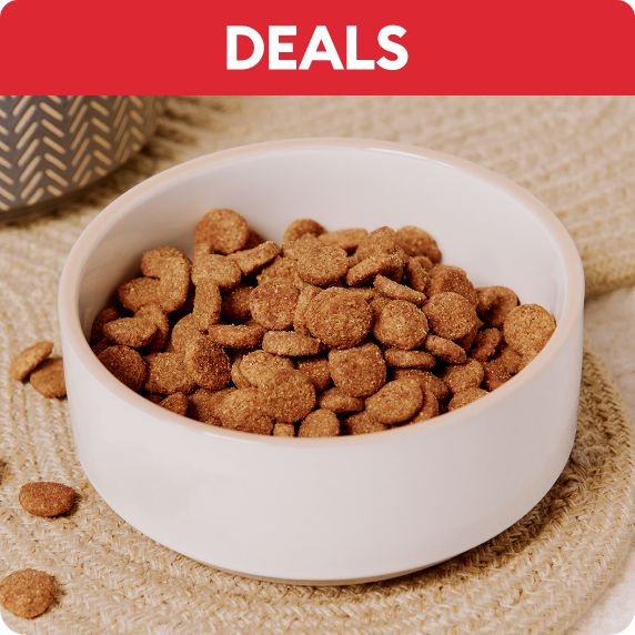 Bowl of kibble and Deals callout