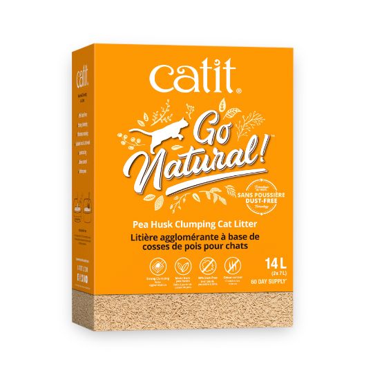Catit Go Natural! Clumping Pea Husk Cat Litter - Lavender Scented, Low Dust, Natural