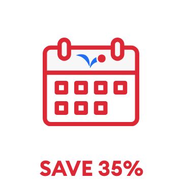 Calendar graphic & save 35% callout