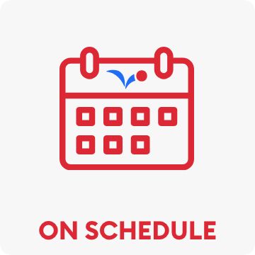 Calendar graphic and on schedule message
