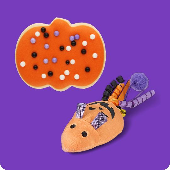 Halloween cookie and Halloween cat toy