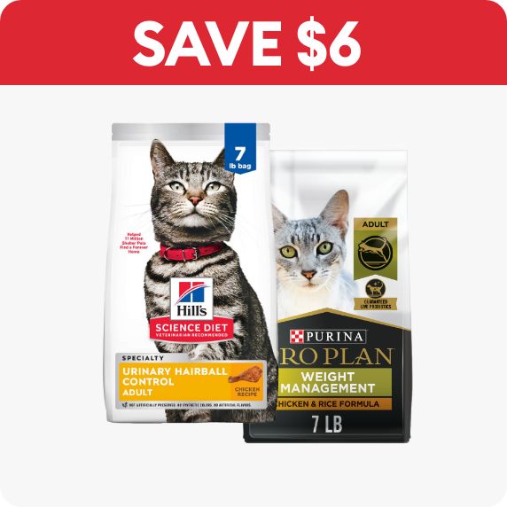 Save $6 callout and two bags of cat food
