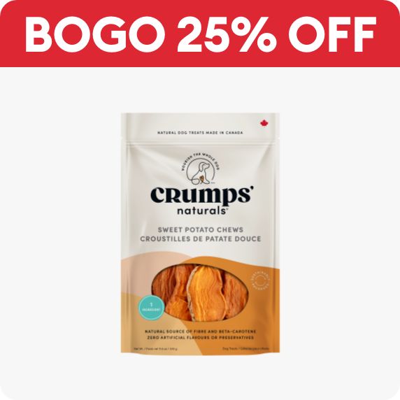 BOGO 25% off callout and a bag of dog treats