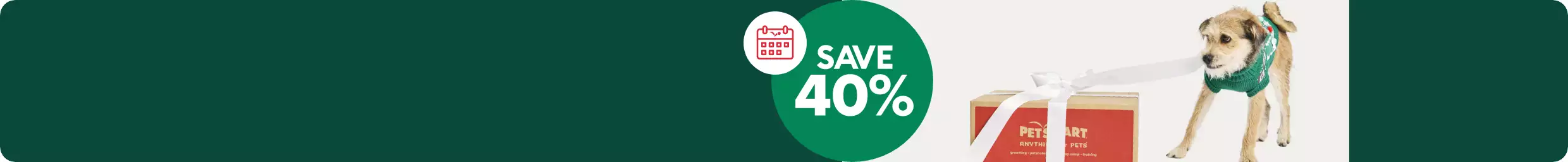 Save 40% text; The Pharmacy at PetSmart logo