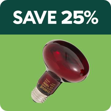 Save 25% text; UVB bulb