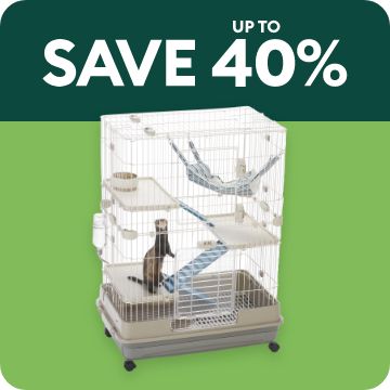 Save up to 40% text; small pet habitat