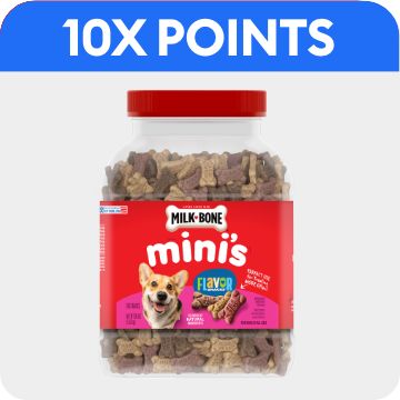 Container of Milk-Bone treats, 10X points callout