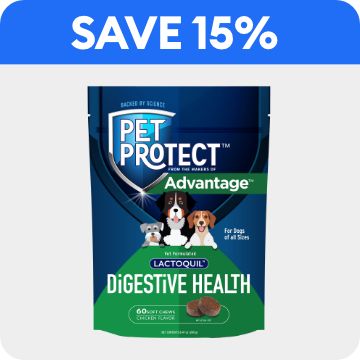 Pet Protect Digestive Health Dog Supplement & save 15% callout