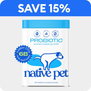 Native Pet product & save 15% callout