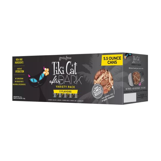 Variety pack of cat food