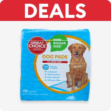 Deals callout & a package of dog pads