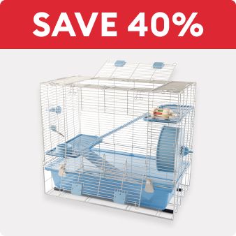 Save 40% text and a wire habitat