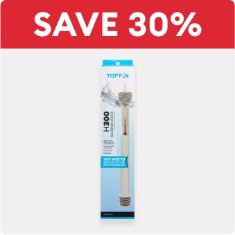 Save 30% text and a Top Fin aquarium heater