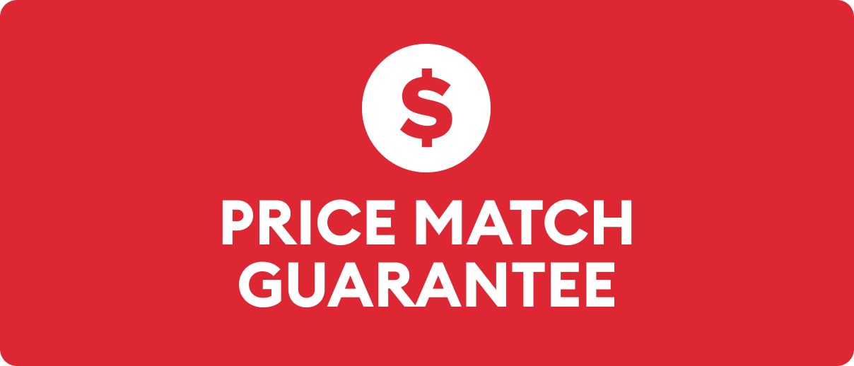 Image with white text indicating price match guarantee 