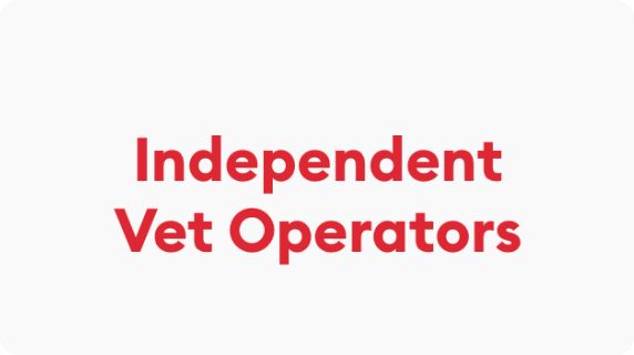 Independent Vet Operators in red text on gray background.