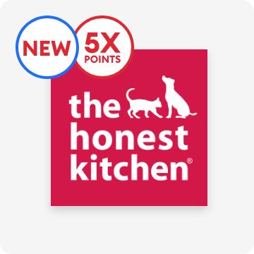 The Honest Kitchen logo, new & 5X points callout