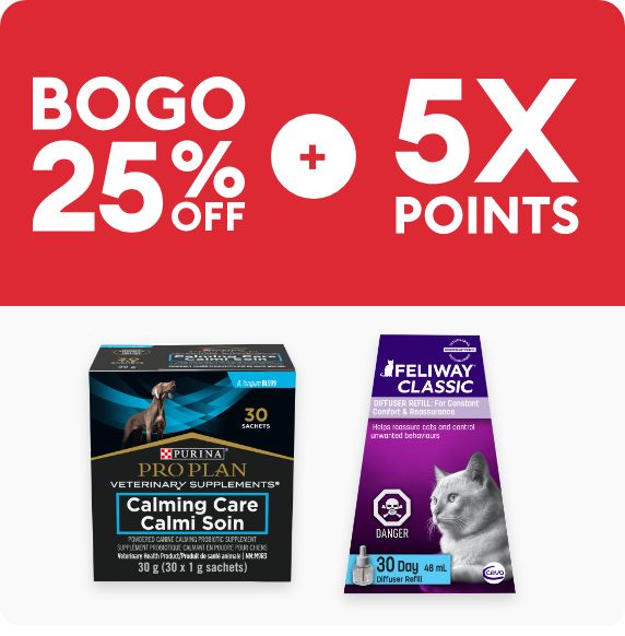BOGO 25% OFF & 5X points message and two calming products