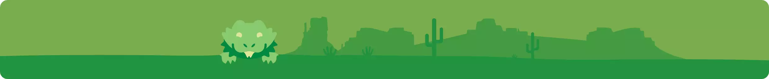 "New to Reptiles? Start here" and illustration of bearded dragon in desert