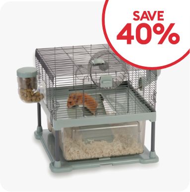 Save 40% callout & a hamster habitat