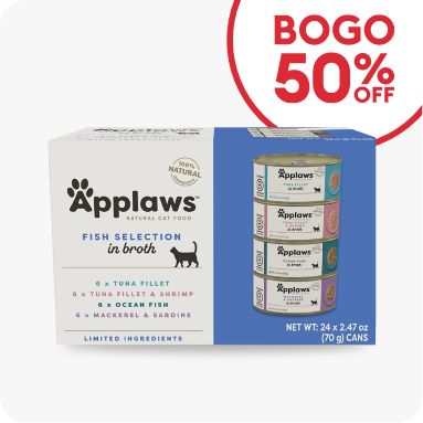 BOGO 50% OFF callout & a variety pack of Applaws cat food