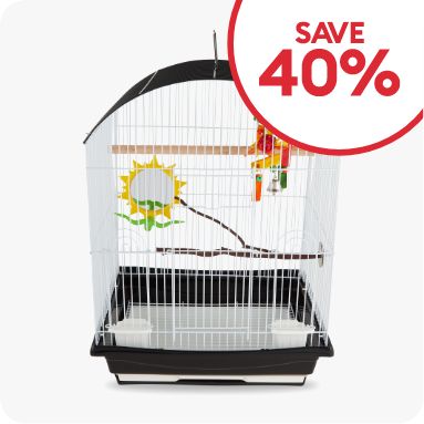 Save 40% callout & a bird cage