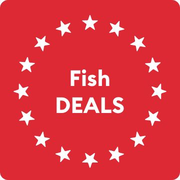 Fish DEALS callout & white graphic stars